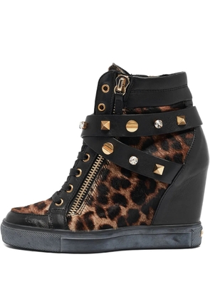 Le Silla leopard-print wedge sneakers - Brown