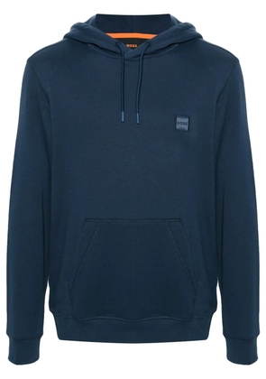 BOSS logo-patch cotton hoodie - Blue