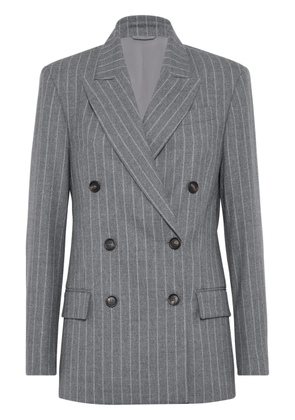 Brunello Cucinelli pinstripe double-breasted blazer - Grey