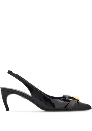 Ferragamo 55mm bow-detail patent leather pumps - Black