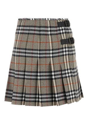 Burberry check wool midi kilt skirt - Grey