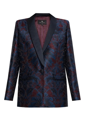 ETRO paisley-pattern shawl-lapel blazer - Blue