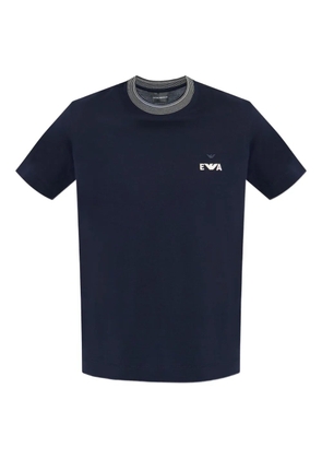 Emporio Armani logo ribbed-collar T-shirt - Blue