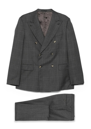 Caruso double-breasted checked suit - Grey