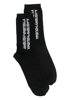AMBUSH logo-jacquard ribbed-trim socks - Black