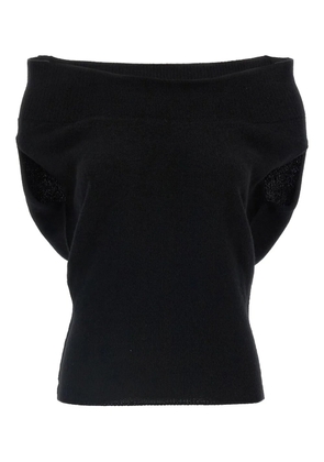 Rick Owens off-shoulder draped knitted vest - Black