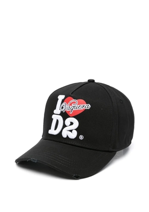 DSQUARED2 distressed logo-detail baseball cap - Black