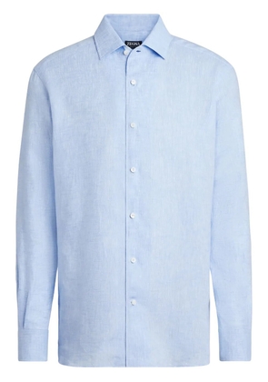 Zegna long-sleeve linen shirt - Blue