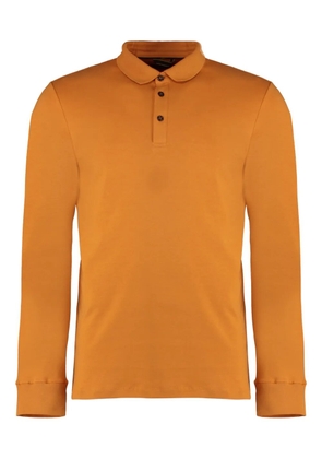Moorer ribbed-edge long-sleeve polo shirt - Orange