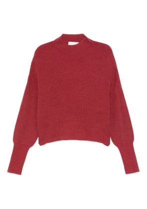 Closed high-neck ribbed jumper - Red