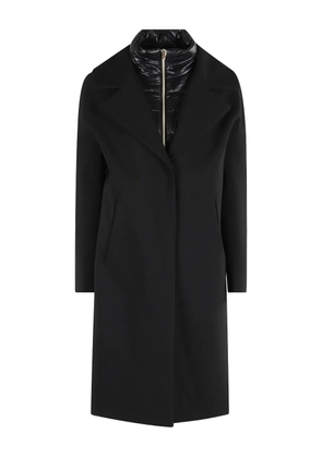 Herno detachable-collar single-breasted wool coat - Black