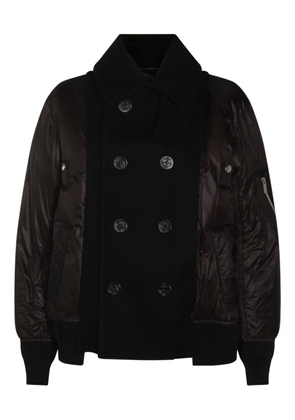 sacai double-breasted puffer jacket - Black