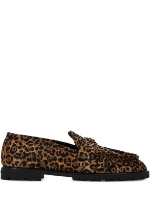 PINKO leopard-print tassel loafers - Brown