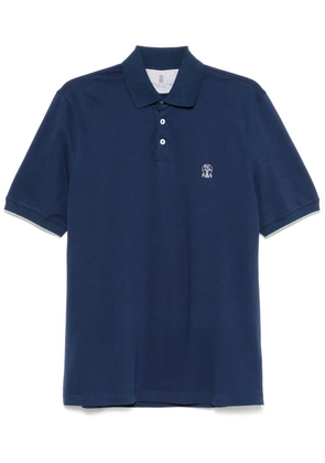 Brunello Cucinelli logo-print polo shirt - Blue