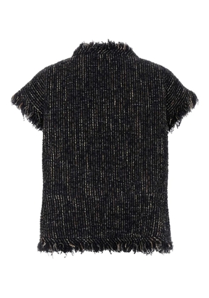 sacai tweed fringed gilet - Blue