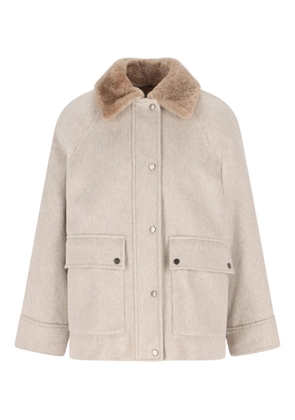 Brunello Cucinelli raglan-sleeve wool jacket - Neutrals