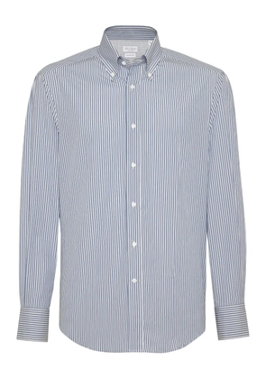 Brunello Cucinelli striped poplin shirt - Blue