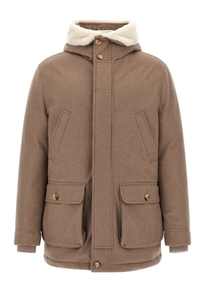 Brunello Cucinelli quilted shearling-detail coat - Brown
