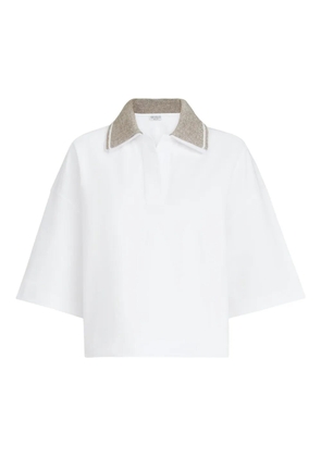 Brunello Cucinelli sparkling knit-collar T-shirt - White