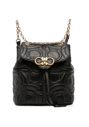 Ferragamo Pre-Owned 2018 Small Quilted Leather Double Gancini backpack - Black