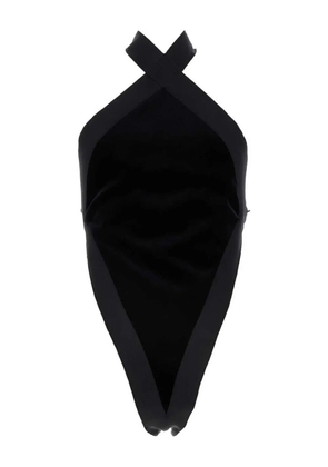 Saint Laurent cross-neck velvet bodysuit - Black