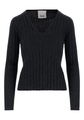 Allude ribbed V-neck sweater - Black