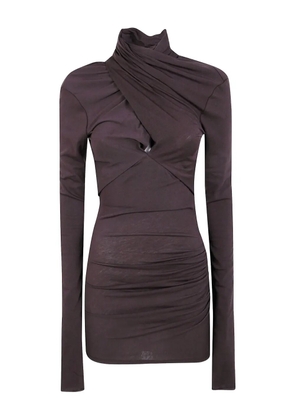 ENTIRE STUDIOS draped-design high-neck top - Brown