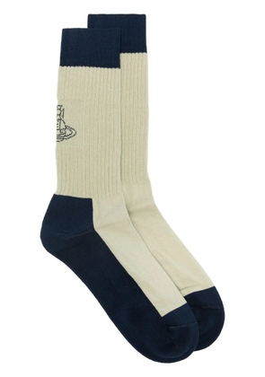 Vivienne Westwood Orb-embroidery ribbed socks - Blue