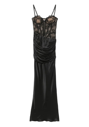 Giuseppe Di Morabito lace-panel satin gown - Black