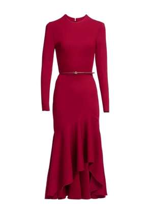 Elie Saab ruffled belted midi dress - Red