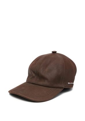 Kiton logo-embroidered leather baseball cap - Brown