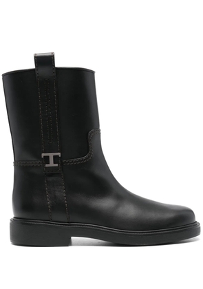 Tod's leather biker boots - Black