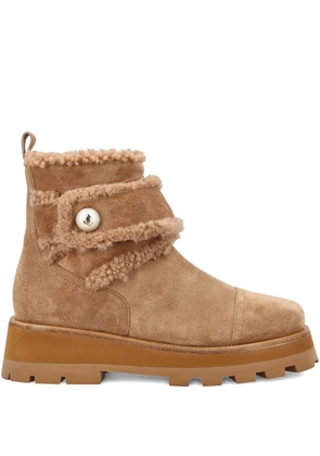 Jimmy Choo shearling-trimmed platform boots - Brown