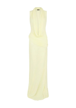 David Koma cowl-neck draped gown - Yellow