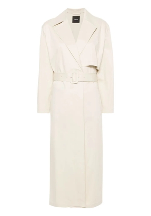 Theory twill belted maxi trench coat - Neutrals