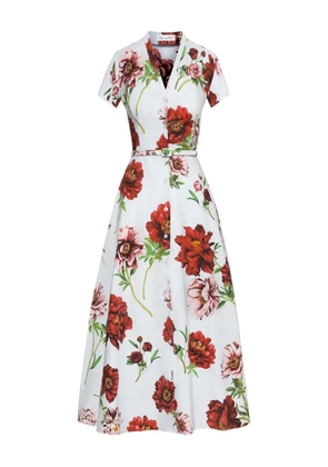 Oscar de la Renta floral-print belted midi dress - White