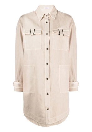 Brunello Cucinelli cotton and linen oversized shirt - Neutrals