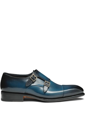 Santoni leather monk shoes - Blue