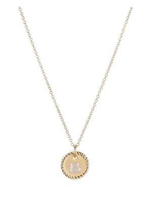 David Yurman 18kt yellow gold B Initial Charm diamond necklace