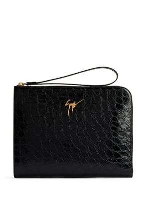 Giuseppe Zanotti Fabian logo-plaque clutch bag - Black