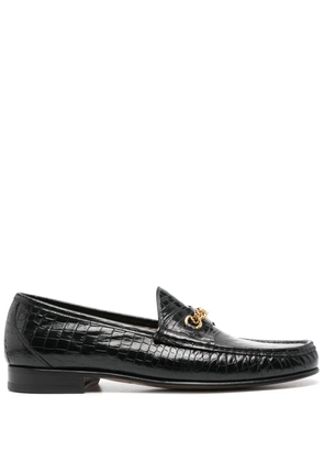 TOM FORD crocodile-effect leather loafers - Black