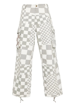 ERL distressed checked straight trousers - Grey