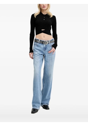 Miss Sixty polo-neck crop top - Black