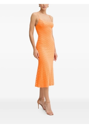 Bardot floral-lace midi dress - Orange