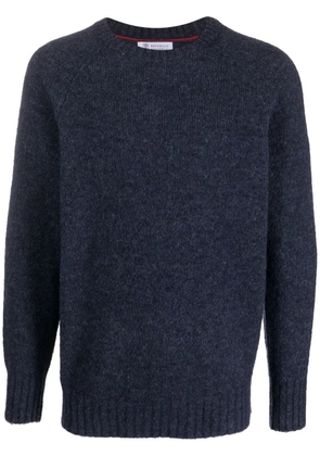 Brunello Cucinelli crew-neck textured jumper - Blue