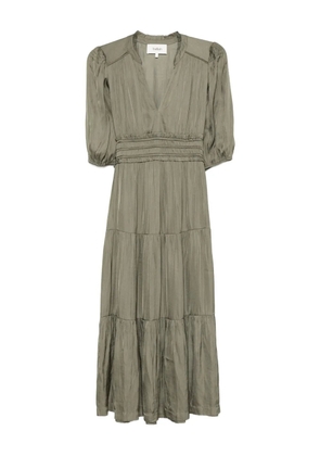 Ba&Sh Cleli puff-sleeve tiered dress - Green