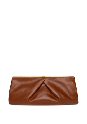 DRIES VAN NOTEN medium pleated-detail leather clutch bag - Brown