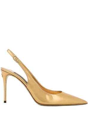 Dolce & Gabbana 90mm slingback pointed-toe pumps - Gold