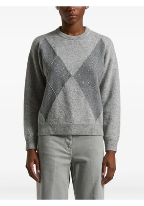Peserico argyle embellished sweater - Grey