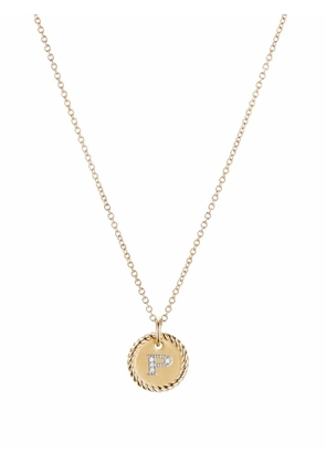 David Yurman 18kt yellow gold Initial P diamond charm necklace